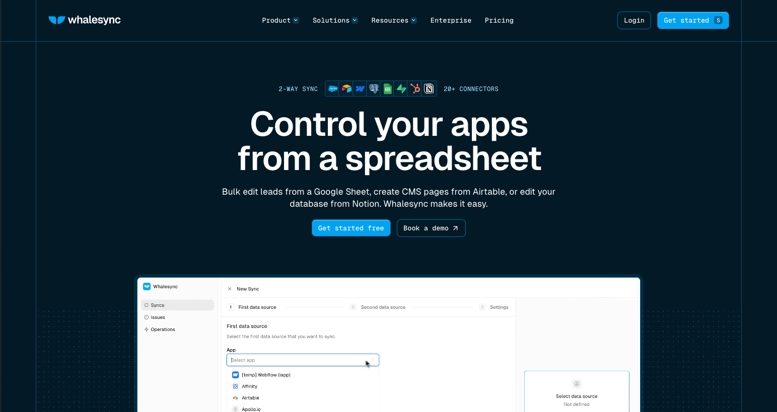 Whalesync: Control your apps from a spreadsheet